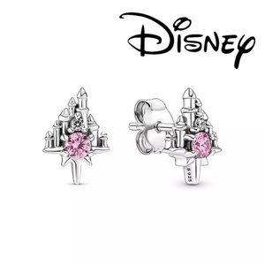 New Sterling Silver 925 Disney Castle stud earrings set